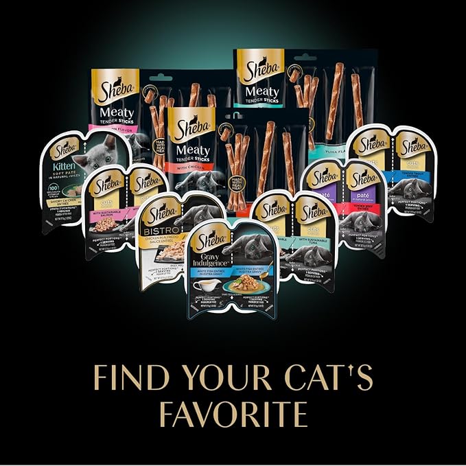 Sheba Meaty Tender Sticks Chicken Cat Treats, Tuna Flavor, Cat Snacks, 0.14 oz., 5 Count, Pack of 10 (50 Sticks Total)