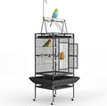 Large 82" Parrot Cage with Wheels, Play Top & Rope Perch - Spacious Flight Bird Cage for Parakeets, Cockatiels, Conures - Powder-Coated Speckled Black