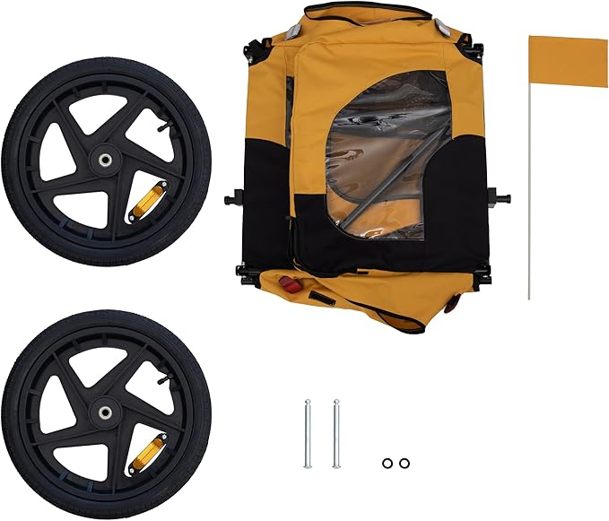 2-in-1 Dog Bike Trailer & Pet Carrier with Quick-Release Wheels, Foldable Steel Frame & Non-Slip Floor, 88 lbs Capacity for Medium/Small Dogs, Compatible with 20"-29" Bicycles