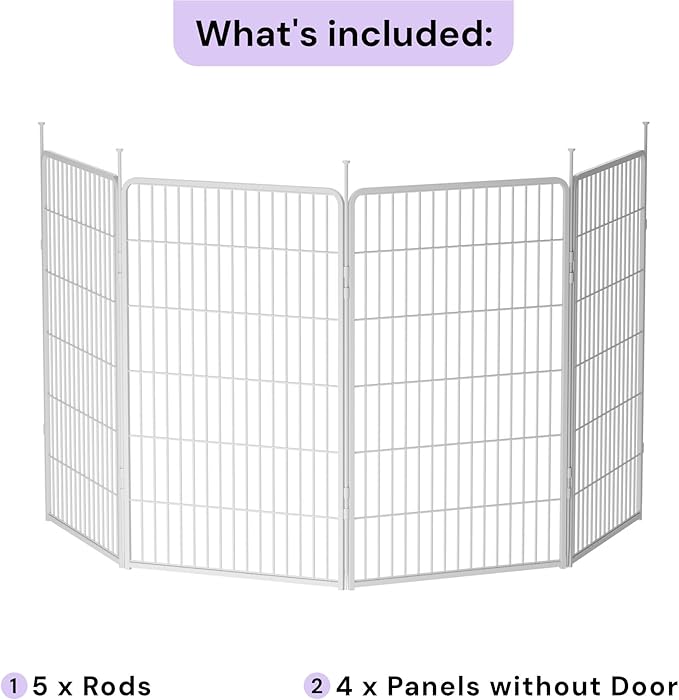 SunsGrove Indoor Dog Playpen, 45 Inch 4 Panels Play Pen for Large Dogs, Easy Setup Anti-Rust Pet Fence, White