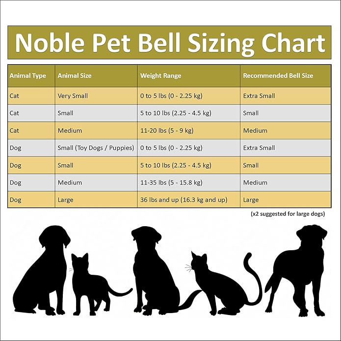 Noble Bells, Pair - Handmade in USA, Extra Loud Collar Bells for Cats and Dogs, Premium Brass and Nickel Silver