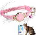 Air tag Cat Collar - Compatible with Apple Find My (air tag Included), Reflective Line & Bell, Lightweight Tracker Holder for Cats Kittens (Adjustable 9-13"), Pet Collar for Location Tracker