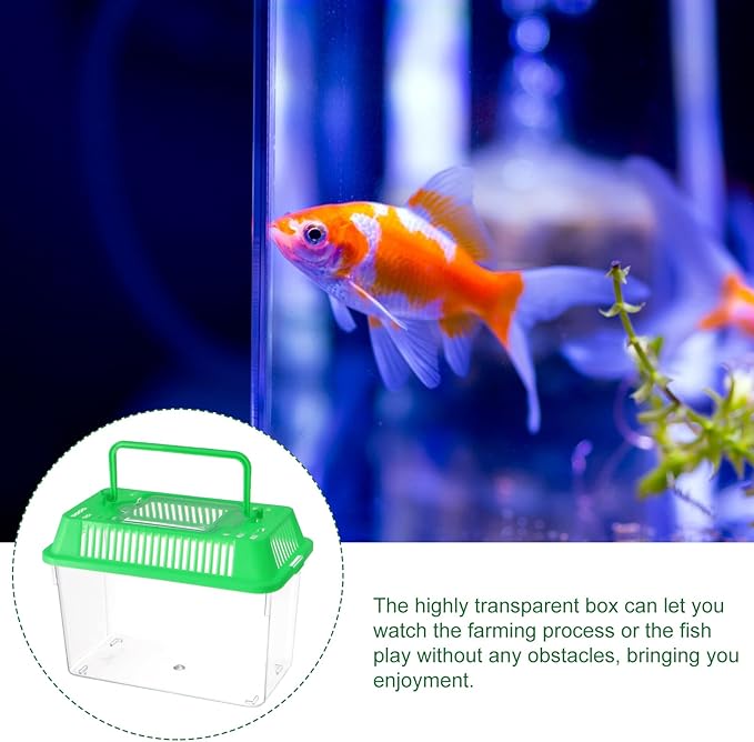 Baluue Mini Fish Tank Portable Handheld Aquarium with Handle Transparent Plastic Fish Bowl for Pet and Turtles Easy to Clean 5.90 X 3.54 X 4.33 Inches