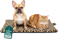 FurHaven ThermaNAP Self Warming Cat Mat & Dog Bed for Crates with Self-Warming Technology for Cozy Rest, Fully Machine Washable, Large, Quilted Faux Fur, Leopard