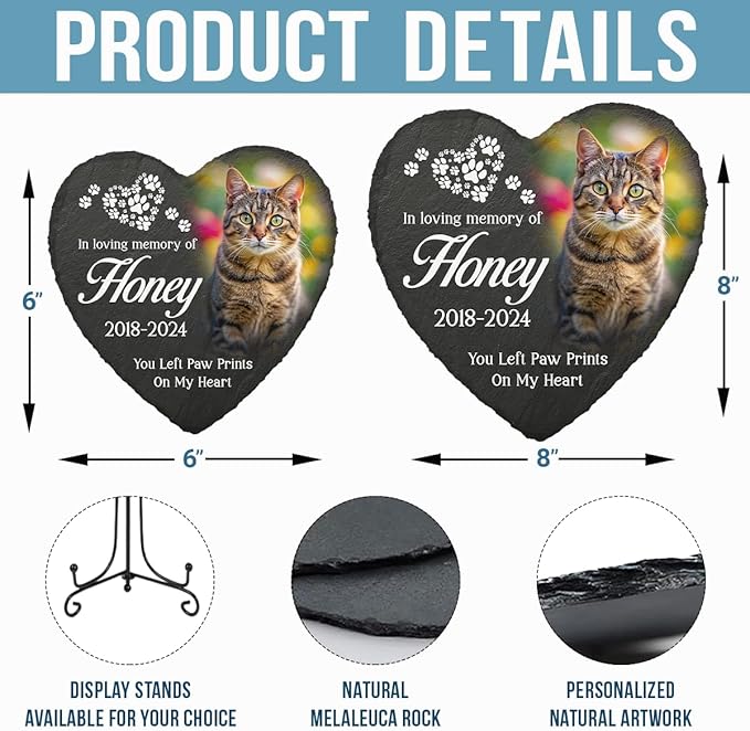 Pawfect House Pet Sympathy Gift, in Loving Memory Gifts for Loss of Cat, Pet Memorial Stones, Cat Memorial Gifts, Custom Grave Stones for Garden Decor