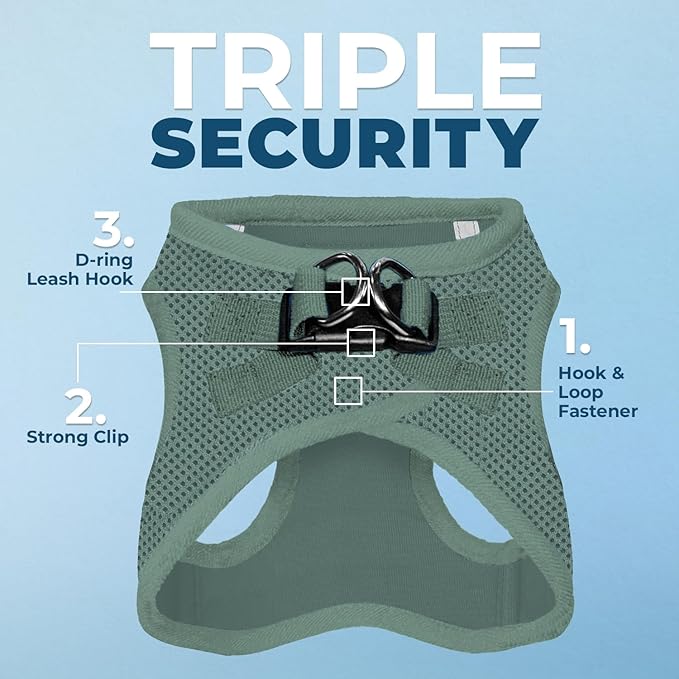 Best Pet Supplies Voyager Step-in Air Harness - All Weather Mesh, Reflective, No Pull Harness for Dogs, Cats - Secure with Hook & Loop Fastener, Buckle, Double D-Rings - Moss Green, XS
