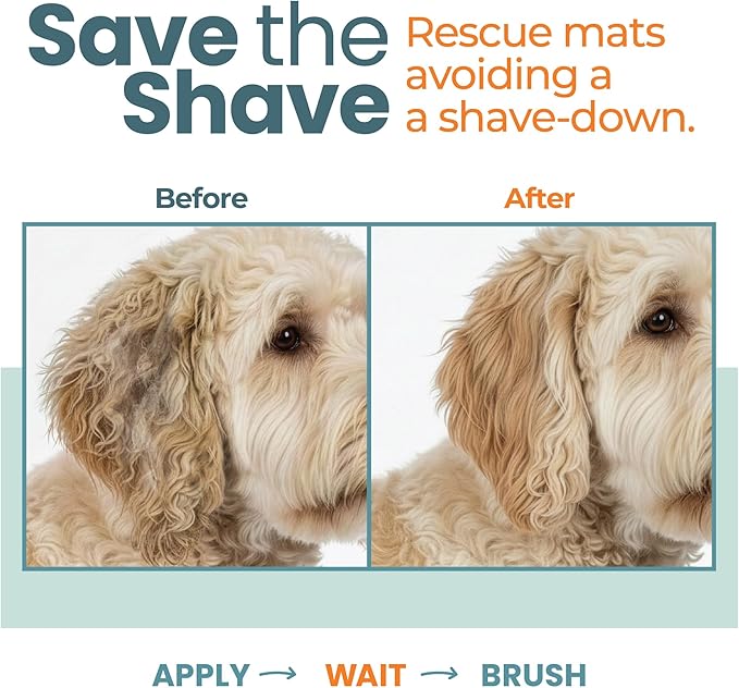 Emergency Dematter for Dogs, Quick Action Dematting Cream Dissolves Severe Mats & Knots, Reduces Pain & Breakage, Plant-Based Vegan Formula for All Coat Types, 8 oz