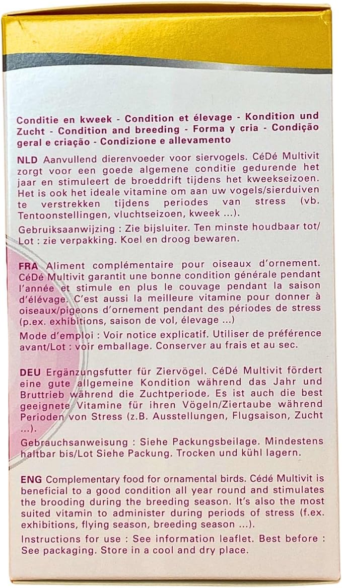 CéDé Multivit 200ml – Vitamin Supplement for Ornamental Birds, Singing and Moulting, Healthy and Shiny Plumage, Ideal for Canaries, Finches, Parrots, Essential Vitamins & Nutrients for Optimal Health