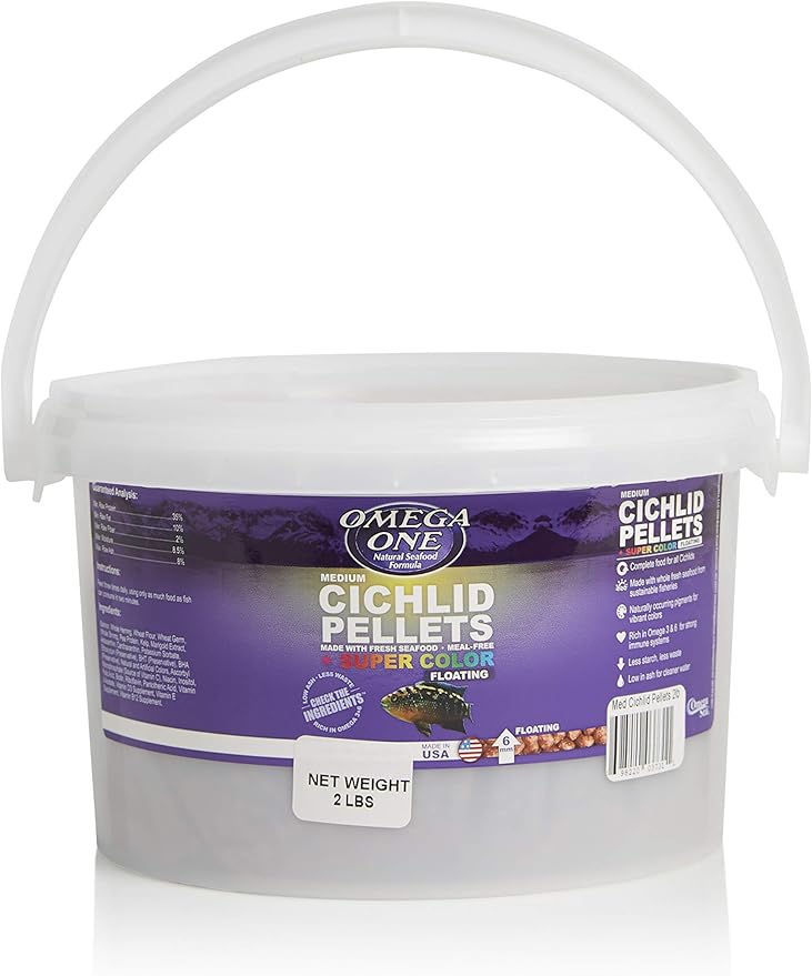 Omega One Super Color Floating Cichlid Pellets, Medium, 2 lb x1