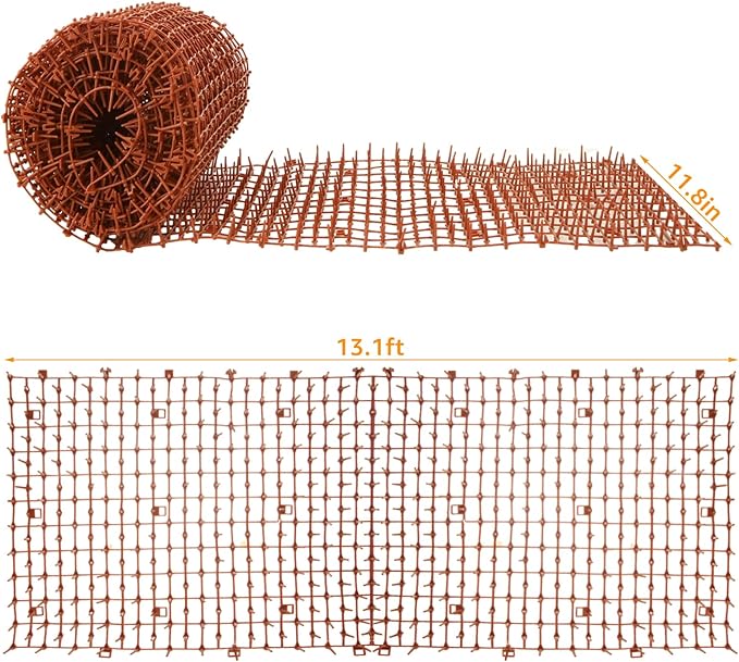 13FTx12IN Scat Mat for Cats Indoor Scat Mats for Dogs Cat Deterrent Mat Cat Repellent Mat Cats Spikes Mat to Stop Anti Mat Keep Dog Off Couch Furniture Counter Pets Outdoor Brown
