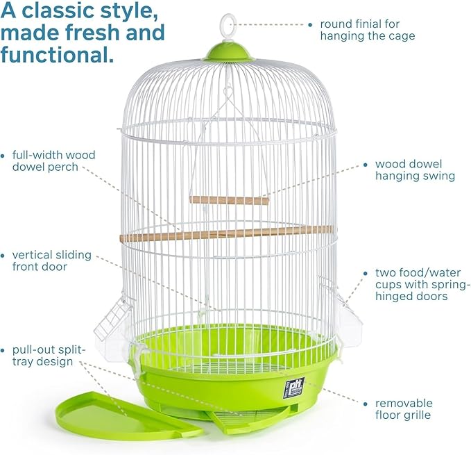 Maykoosh Artisanal Attic Small Round Bird Cage with Graceful Design, Durable Metal Construction, Compact Size, and Comfortable Space