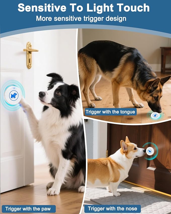 Dog Door Bell, Wireless Dog Doorbells for Potty Training – Dog Bells to Go Outside, 1000Feet Range, Waterproof Button, 55 Melodies & 5 Notification Modes (2 Button White)