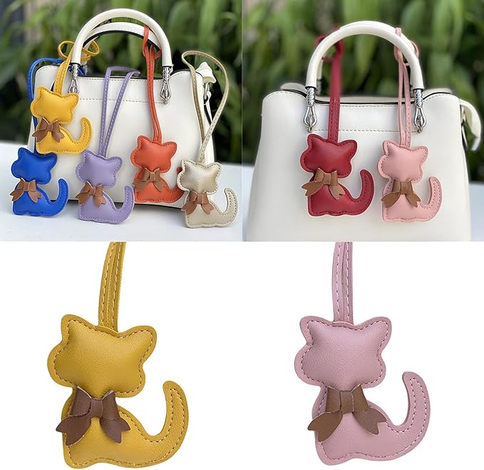 Soft Leather Bow Charm Handmade Fashionable Cat-Themed for Phone Camera Strap & Collar Decoration Stylish Bowknot Bag Charm