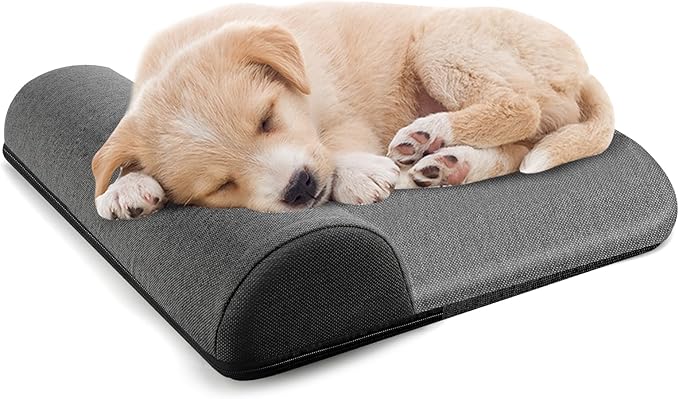 Dog Bolster Pillow/Headrest for Small Dogs and Cats, Dog Bed Pillow for Cervical Vertebra/Neck Stable Support, Portable Elastic Soft Pet Headrest for Dog Cat (S（12.76 x 11.81in）)