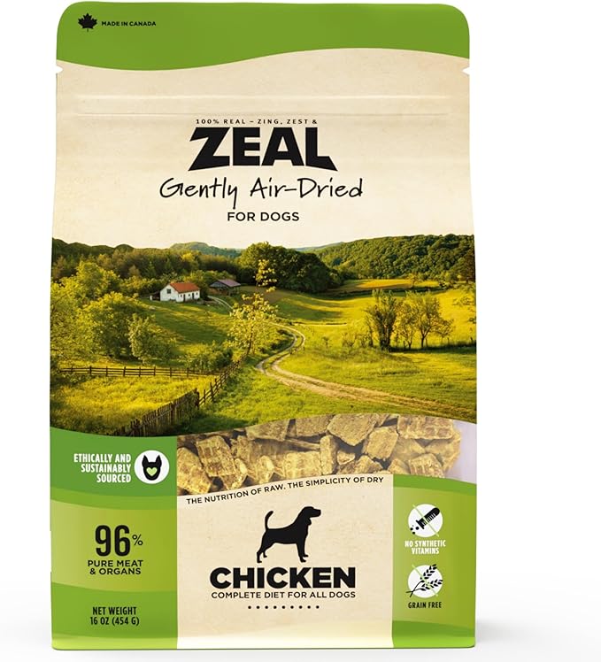 ZEAL Canada Air-Dried Chicken Recipe for Dogs - High Protein, Natural Superfoods, Nutrient Rich, No Fillers, Grain Free, Complete & Balanced (Chicken, 1 lb)