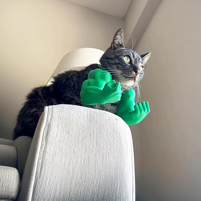 3D Printed Cat Muscle Arms, Halloween Cat Costume Accessory Neck Arms for Pet Cosplay, Lightweight Muscular Arms for Cats Birthday Party Supplie, Halloween Unique Costume Prop for Pets (Green)