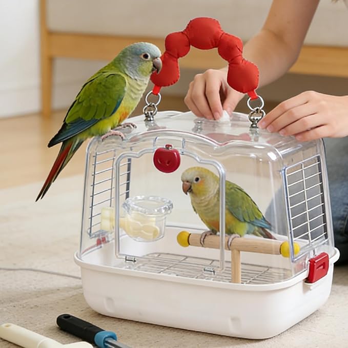 Transparent Bird Carrier, Parrot Travel Carry Bag, Lightweight with Mesh Ventilation, Soft Long Lasting Fabric Travel Tote, Carrier with Comfortable Handle, Bag for Budgies