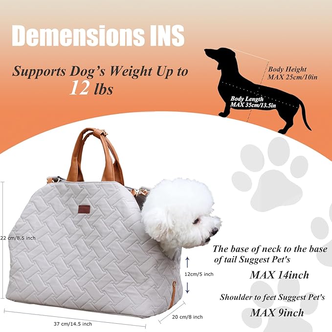 Small Dog Purse Bags,Dual Use,Car Safety Seat,Cats,Bed Light Woman Fashion Style Cozy Pet Kennels Bag Beige Lightweight Totes Beds for Pets Puppy Bed Outdoor(Cream Color)