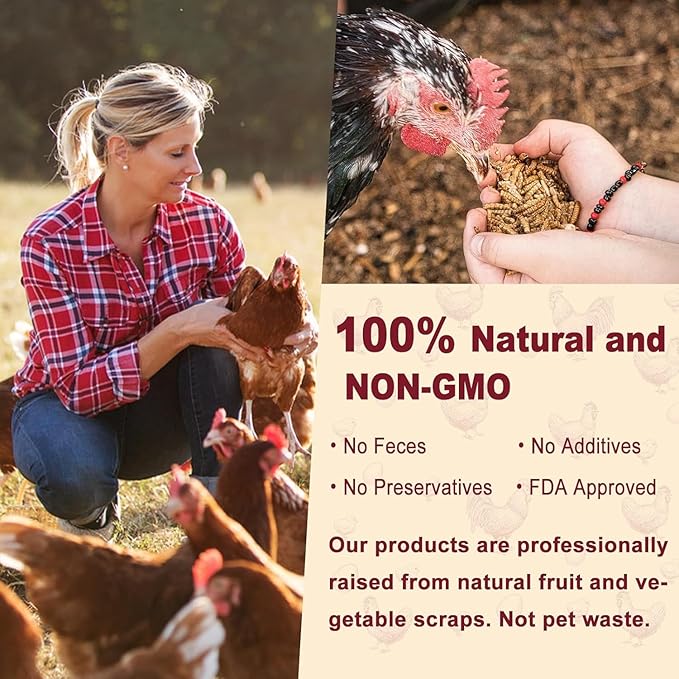 20LB Dried Black Soldier Fly Larvae for Chickens,Non GMO 86X More Calcium BSF Larvae Than Dried Meal Worms for Chicken, Turkey, Natural Black Fly Larvae for Chickens Bulk,Protein Chicken Grubs Treats