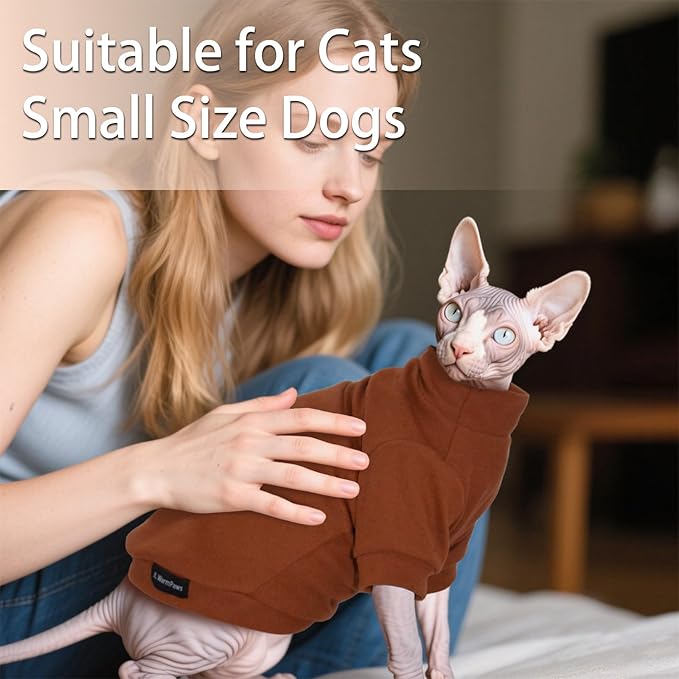 Fleece Sphynx Cat Clothes Soft Hairless Cat Clothes Pullover Cat Sweater for Chihuahua All Season Light and Warm Kitten Cloth for Cats Only Puppy Clothes Small Dog Sweater (Orange, XL)