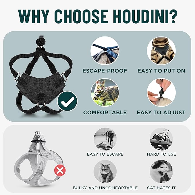 Houdini™ Escape Proof Cat Harness and Leash Set by OutdoorBengal – Red, Medium Cat Harness for Walking