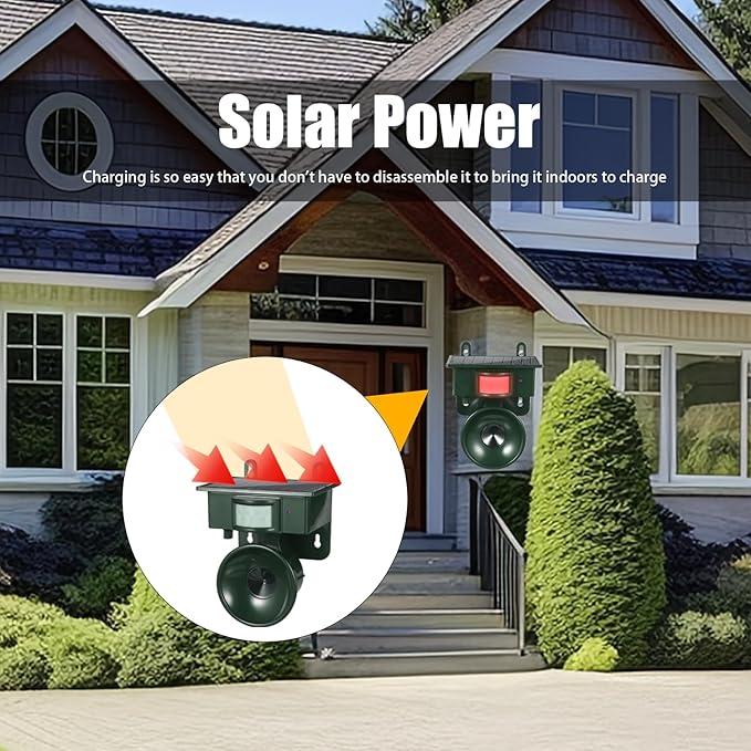 2026 Solar Ultrasonic Bird Repellent Devices Outdoor Woodpecker Deterrent for House with Motion Activated IP65 Waterproof Pigeon Deterrent for Outside Effective Sonic Bird Repeller for Garden Farm
