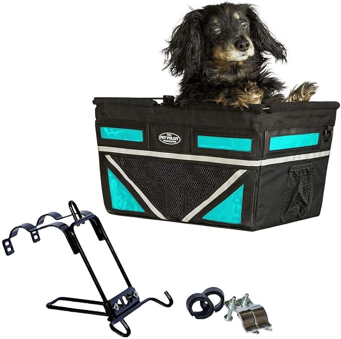 TRAVELIN K9 Pet-Pilot MAX Dog Bicycle Basket Carrier | 8 Color Options for Your Bike (Turquoise)