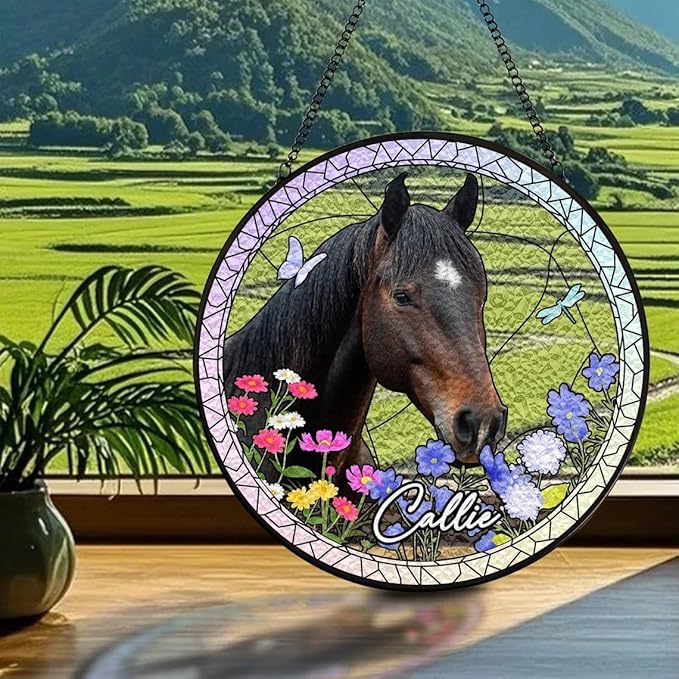 Custom Dog Portrait Stained Glass Catcher, Pet Memorial Stained Glass Photo Catcher, Staineds Glass Dog Memorial, Loss of Dogs Sympathy Gift Personalized, Pet Loss Gifts /12