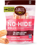Earth Animal No Hide Chews - Long Lasting Rawhide Free Medium Dog Chews Rolls, Salmon - 2 Count