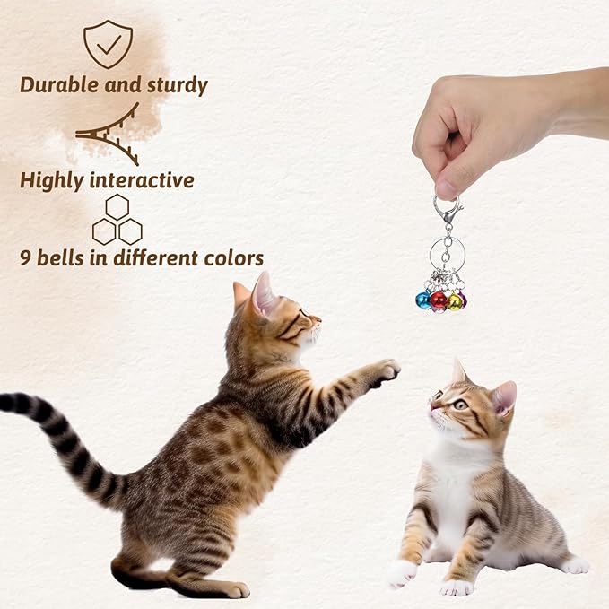 9 PCS Cat Collar Bell, Dog Collar Charm Bells with Key Rings, Colourful Pet Small Bells with Clasps, Pet Bell Gift Charms for Collars DIY Crafts