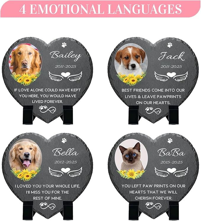 Alienc Personalized Pet Memorial Stone – Custom Dog & Cat Memorial Gifts for Loss, Outdoor Pet Grave Marker, Sympathy Keepsake for Dogs and Cats
