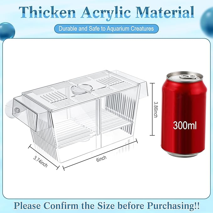 Wenqik Fish Breeder Box for Aquarium Fish Acclimation, Breeding, Hatchery Incubator Isolation Box for Shrimp Betta Guppy Cicilids Eggs(Medium)
