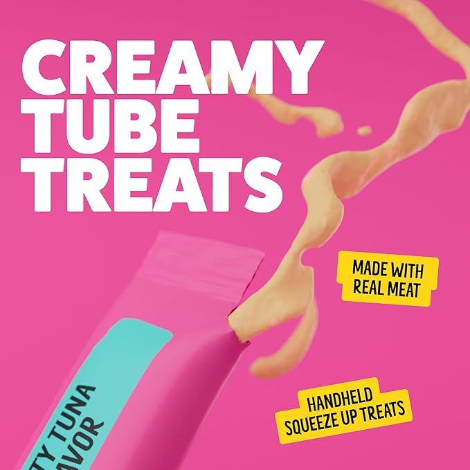 Bonkers Licky Tubes, Wet Lickable Tube Tasty Tuna Cat Treats, Real Meat Treat for Training or Food Topper for All Breeds and Ages (15 Pack, 60 Tubes) - Product Package May Vary