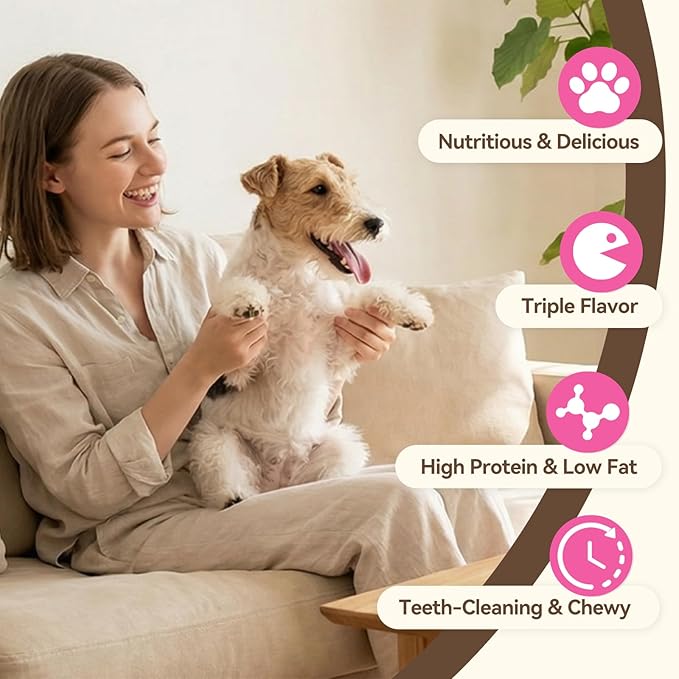 Dog Treats Rawhide Sticks with Chicken, Duck & Chicken Liver, Triple Flavor Beefhide Chews for Small & Medium Dogs, 5 Inch, 15 Count, 10.58 oz