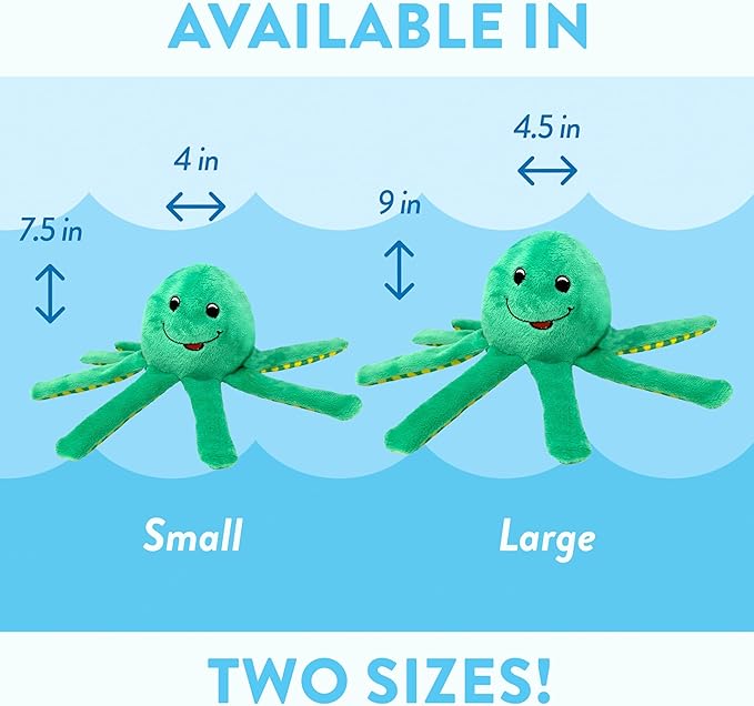Spunky Pup Clean Earth Plush Octopus | Made from 100% Recycled Water Bottles | Small,Brown,7258