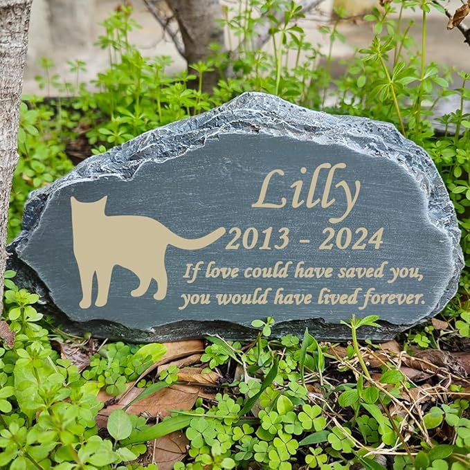 Personalized Cat Memorial Stones, Mountain Shape Garden Memorial Stone for Cat, Cat Headstone, Cat Tombstone, Pet Grave Marker for Cat, Pet Memorial Plaque Outdoor