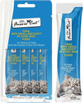 Fussie Cat Premium Tuna with Small Anchovies in Goat Milk Puree, lickable cat Treats, 0.5oz Pouch Pack of 4