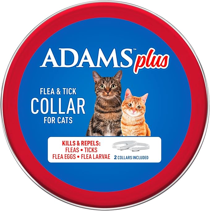ADAMS Plus Flea & Tick Collar for Cats, Flea Collar for 14-Month Prevention, Adjustable Collar Fits Cats & Kittens, Kills Fleas & Ticks, 2 Count