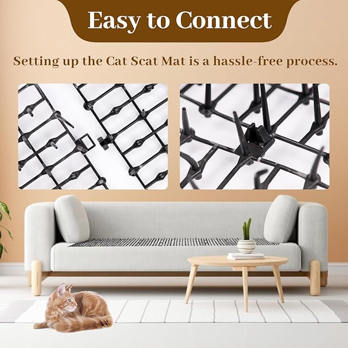 Hmyomina 8.2FT Cat Scat Mat for Cats - Anti-Digging Prickle Strips to Repel Cats, Include 6 Staples, Humane & Easy to Install Outdoor/Indoor Spike Mat