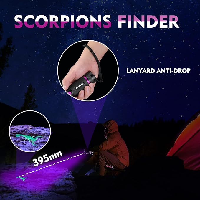 EverBrite UV Flashlight, 68 LED Blacklight Flashlights, 395nm Black Light Flashlight for Pet Urine Detection, Scorpions, Dry Stains, Bed Bug (Batteries Included)