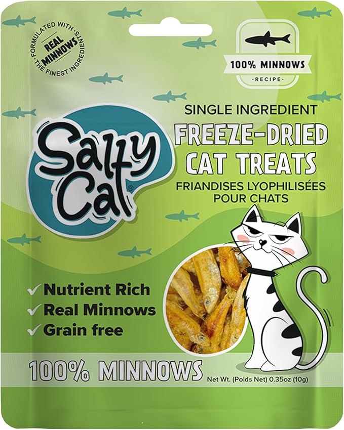 Salty Cat 100% Natural Freeze-Dried Minnows Cat Treats, 10g (12 Pack)