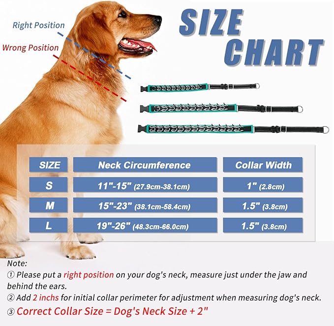Martingale No Pull Dog Collar - Heavy Duty Nylon With Buckle, Adjustable Anti Pull Reflective Slip Collar for Large Medium Small Dog Training Walking M Green