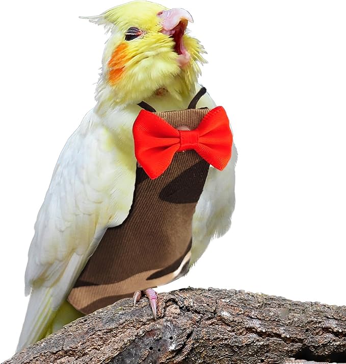 Bird Diaper Washable Reusable Parrot Flight Suit Nappies Protective Breathable Parrot Nappy Clothes for Parakeet, Macaw, Budgie, Canary, Cockatiel (Camouflage, Medium)