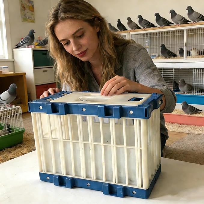Pigeon Travel Cage - Bird Carrier with Secure Lock | Portable Folding Pigeon Cage for Homing Racing Pigeons, Training, Release, Visitation, Competition, Outdoor Parakeet Parrot Cockatiel
