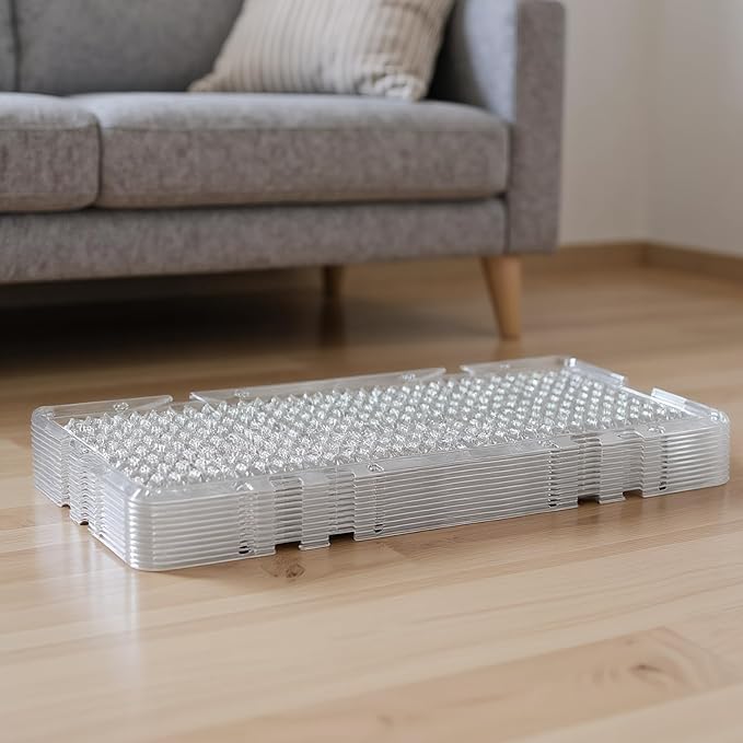 Cat Repelling Mat, Transparent PVC, 42x8x1cm, 10 Pack Outdoor Pet Deterring Mat, Heavy-Duty Pet Repelling Pads, Rounded Spikes, Flexible and Bendable, UV Resistant and Waterproof, Indoor Outdoor Use