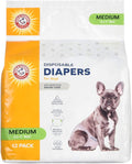 Arm & Hammer for Pets Disposable Female Dog Diapers with Odor Control and Wetness Indicator, Leak Resistant Dog Diapers for Incontinence and Heat Cycles, Size Medium 16.5–21 in Waist, 12 Count