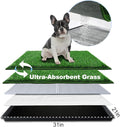 Dog Grass Pad with Tray Medium 31”×21”, Dog Litter Box with Odor Free Artificial Grass Pee Pads for Dogs Potty Tray with Hemmed Edge, Realistic for Indoor Balcony