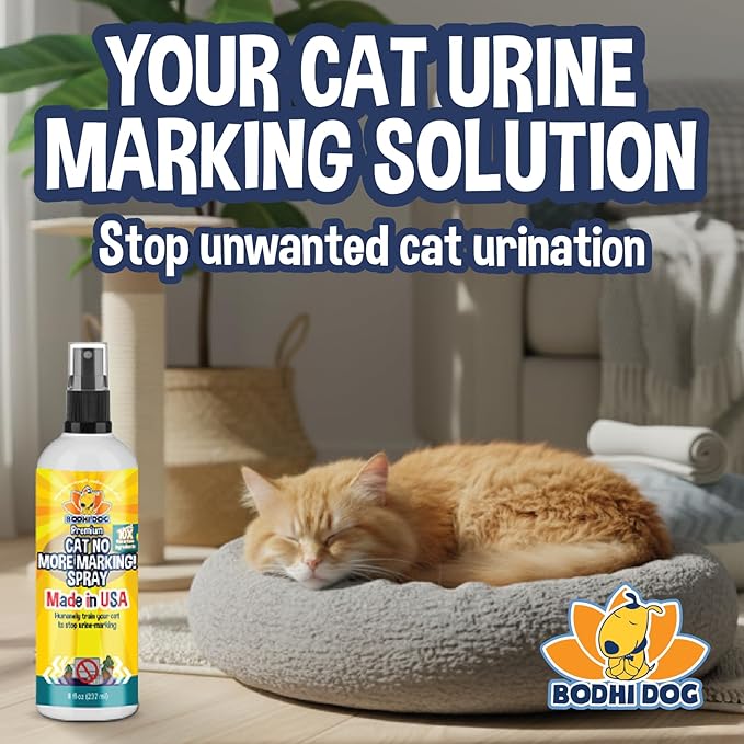 Bodhi Dog Cat No More Marking! Spray - Indoors & Outdoors Cat Urination Deterrent - Neutralizes Strong Odors from Marking - Pet-Safe Formula for Everyday Use - Made in USA (8 Fl Oz)