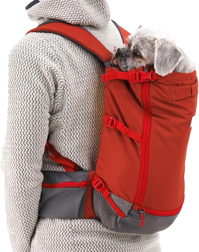 Ruffwear, Hitch Hiker Dog Backpack Carrier, Hands-Free Dog Carrier Backpack with Breathable Mesh, EVA Foam Padding, Durable Polyester, Lightweight Design for Small Dogs, Red Clay, X-Small