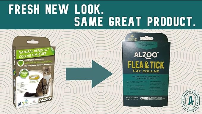 ALZOO Natural Flea & Tick Cat Collar, Helps Repel Fleas, Ticks & Mosquitoes, Plant-Based Active Ingredients, Phthalates and PVC Free, Up to 8 Months Protection, Pack of 3